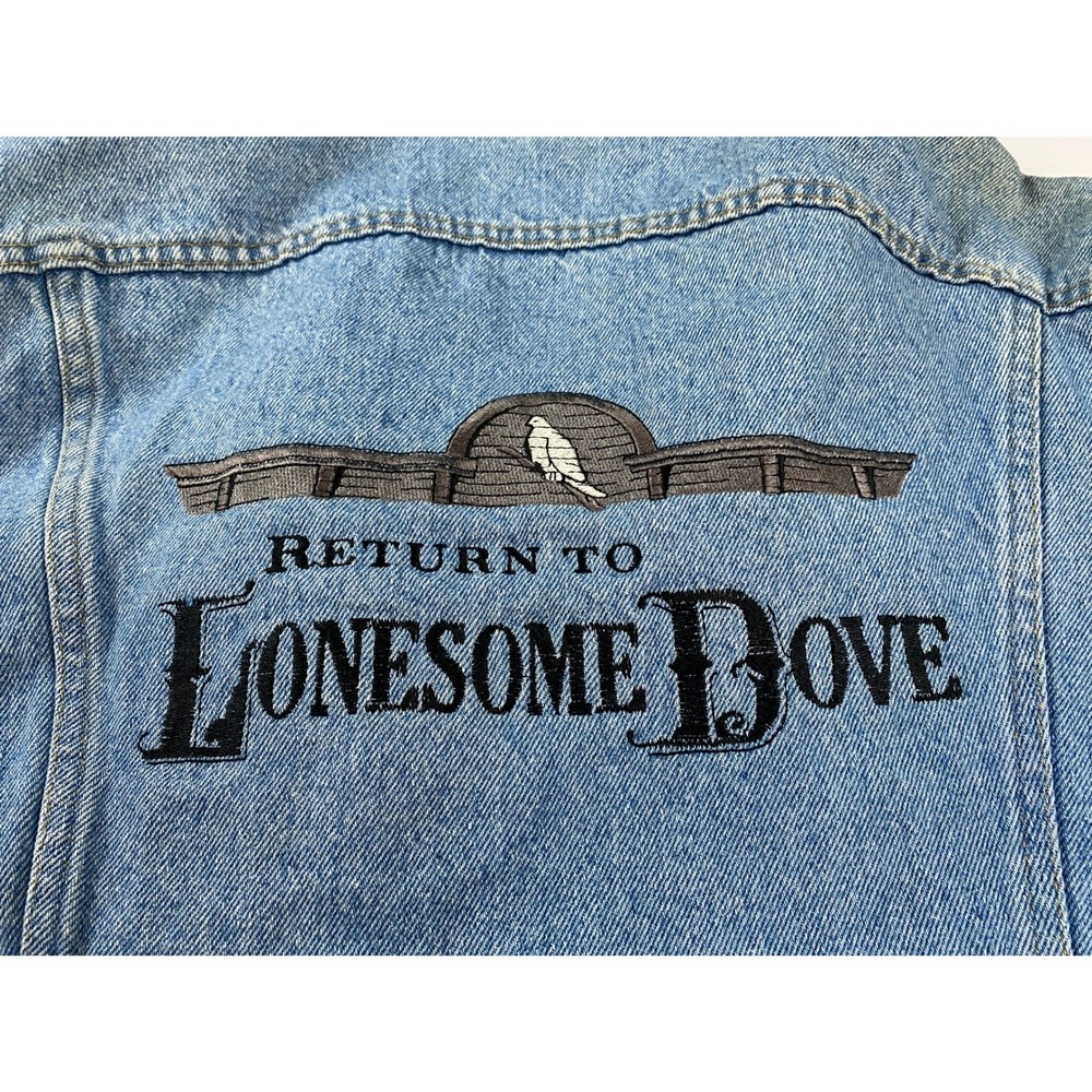 Lee Denim Jacket Mens XL Light Blue Excellent Lonesome Dove Embroidered Trucker